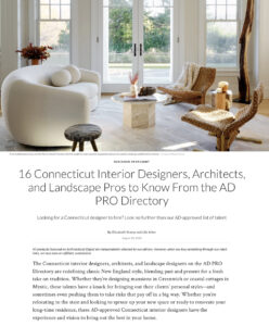First page of AD PRO Directory Spread featuring Connecticut Interior Designers
